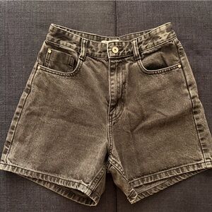 Zara High-Waist Washed Black Denim Shorts